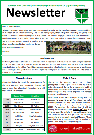 Newsletter - 15th July 2022
