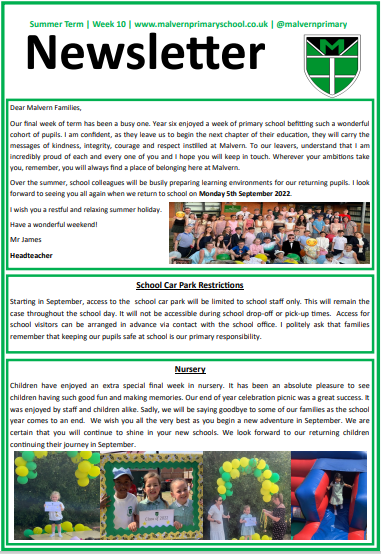 Newsletter - 20th July 2022
