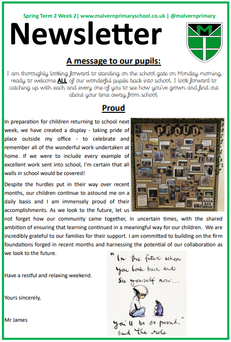 Newsletter 7 - 5th March 2021