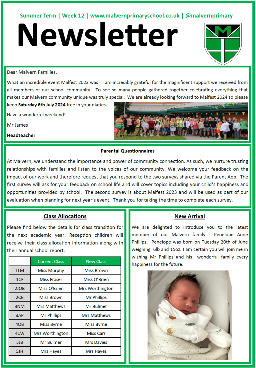 Newsletter 12 - 14th July 2023